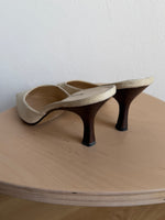 Real suede leather cream mule