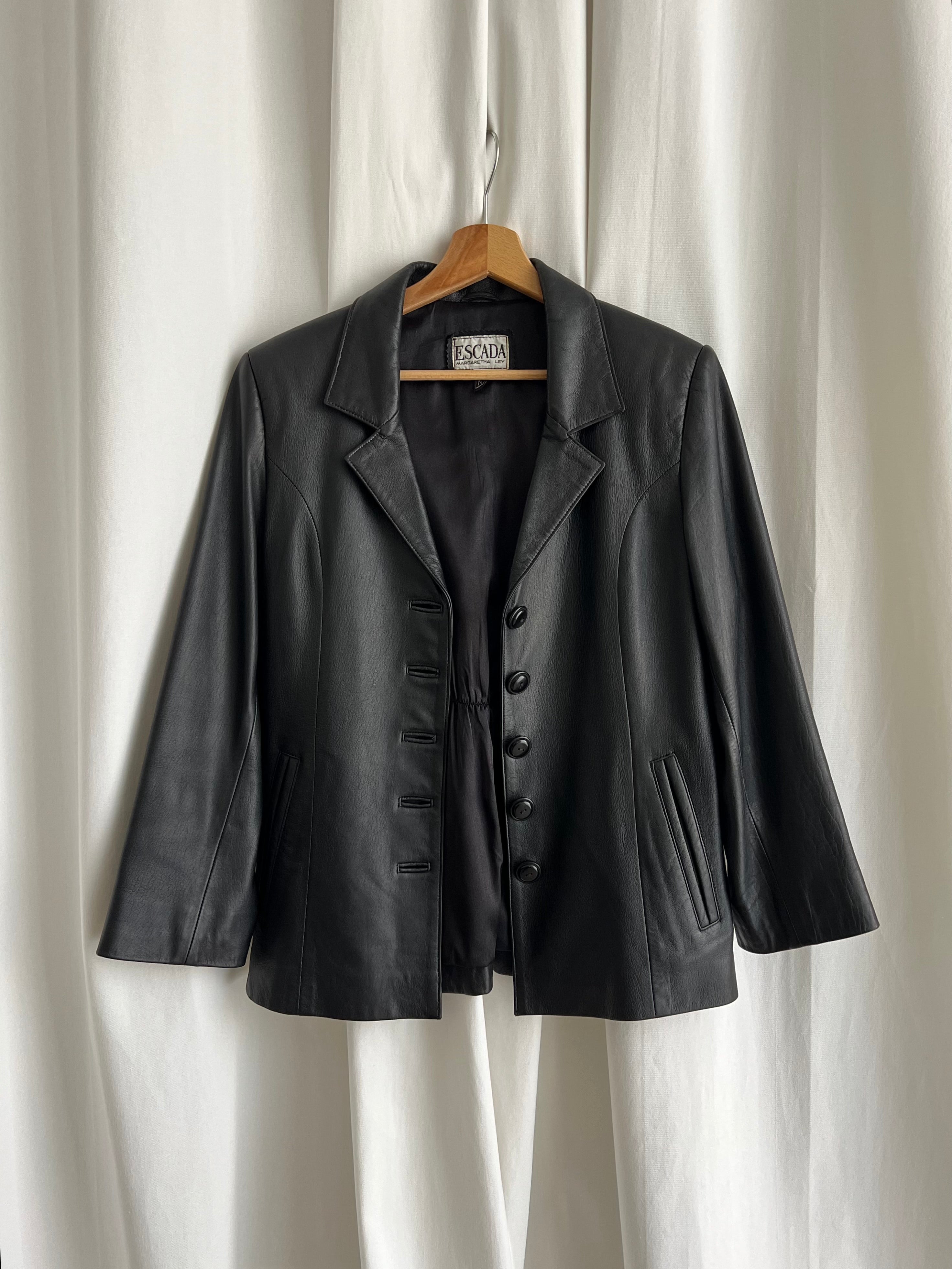 Escada real leather black jacket