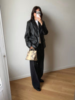 Real leather 90s black blazer