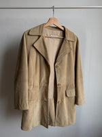 Real suede leather beige trench jacket