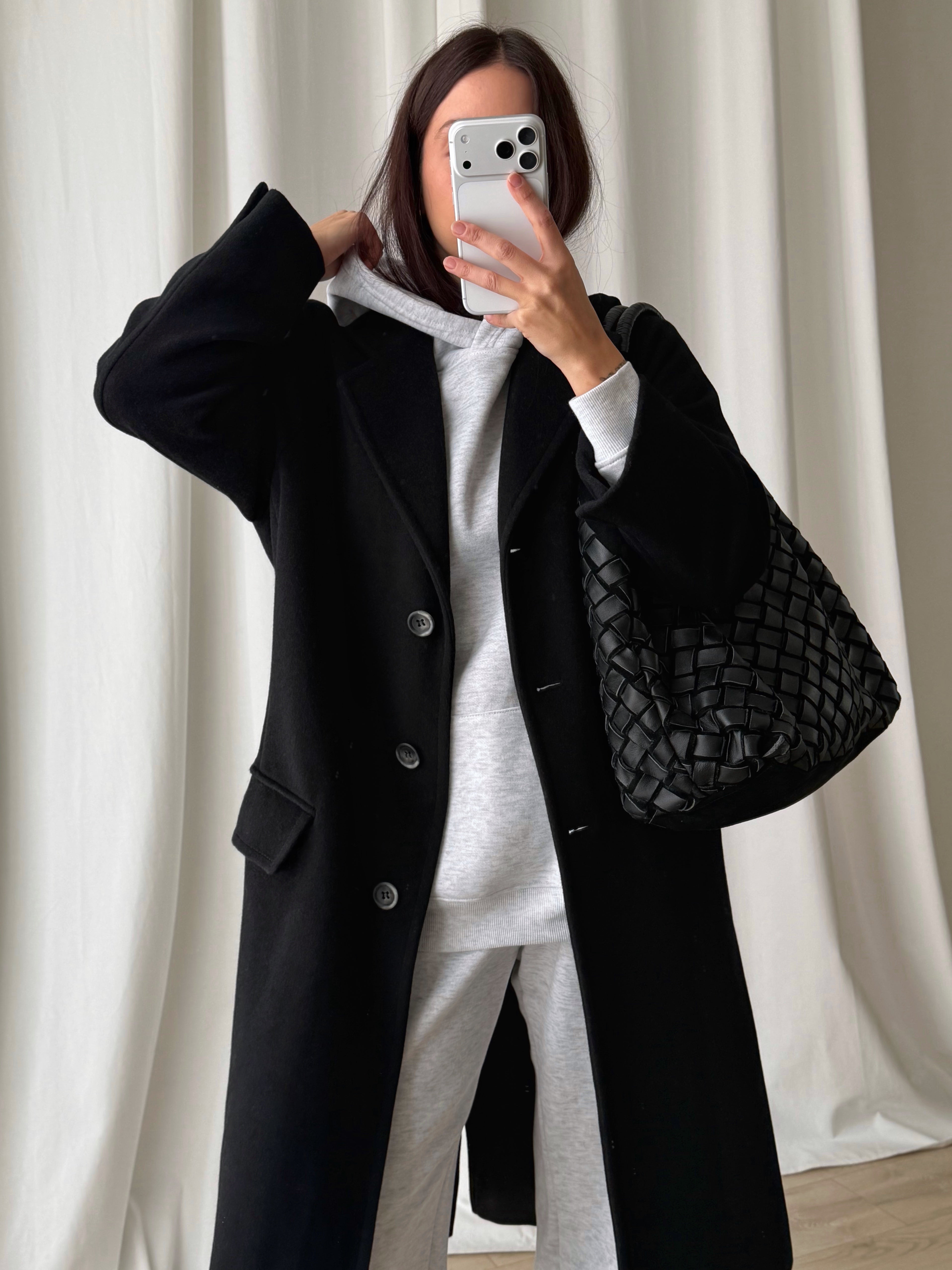 Marella wool and angora black coat