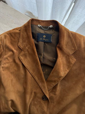 Real suede leather brown blazer