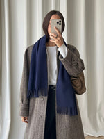 90% Wool, 10% Cashmere blu scarf