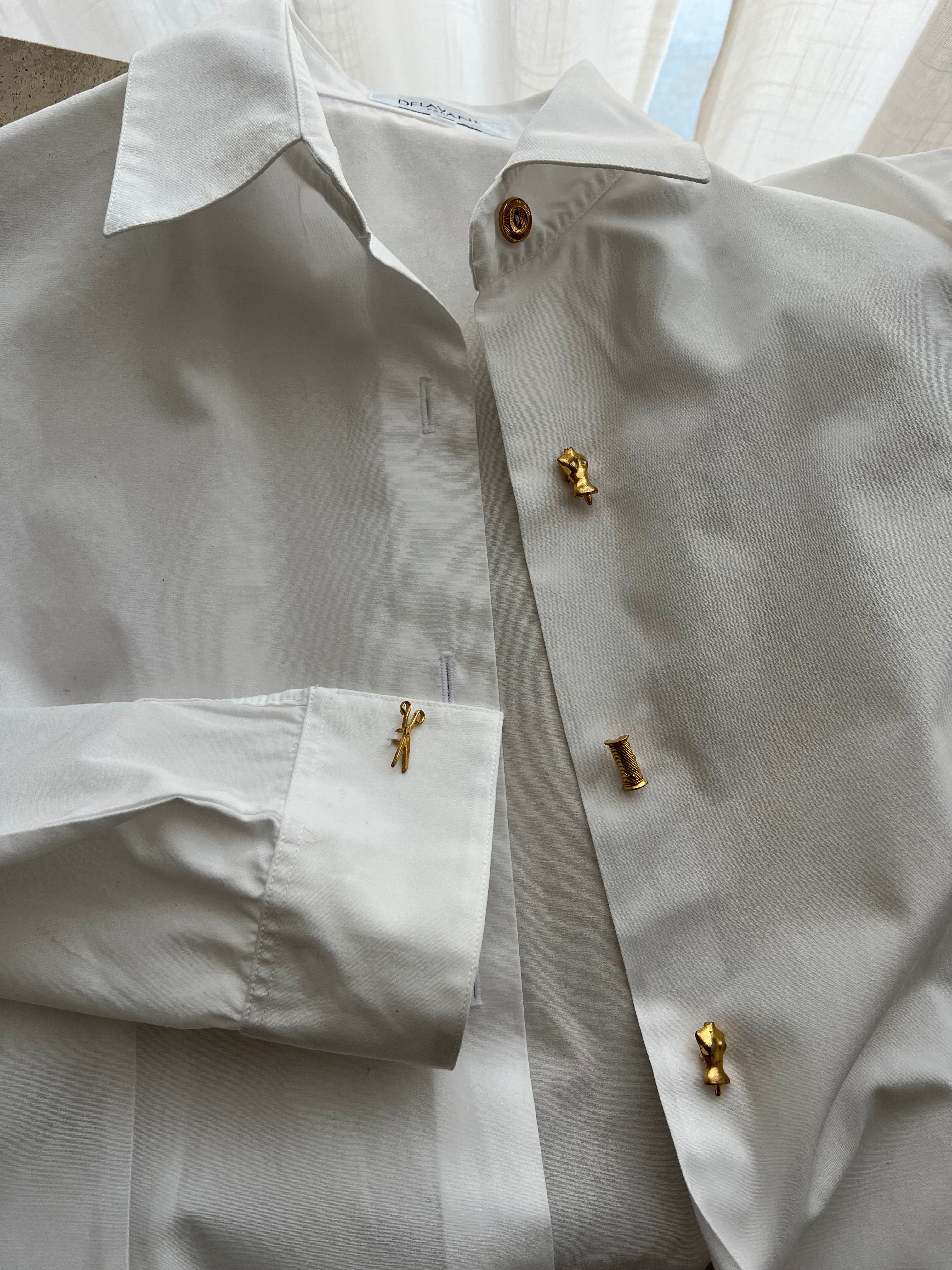 Pure cotton golden buttons white shirt