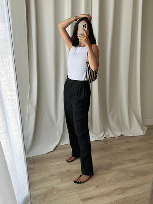 Valentino 100% linen tailored black pants