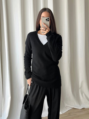 100% Cashmere black long pull