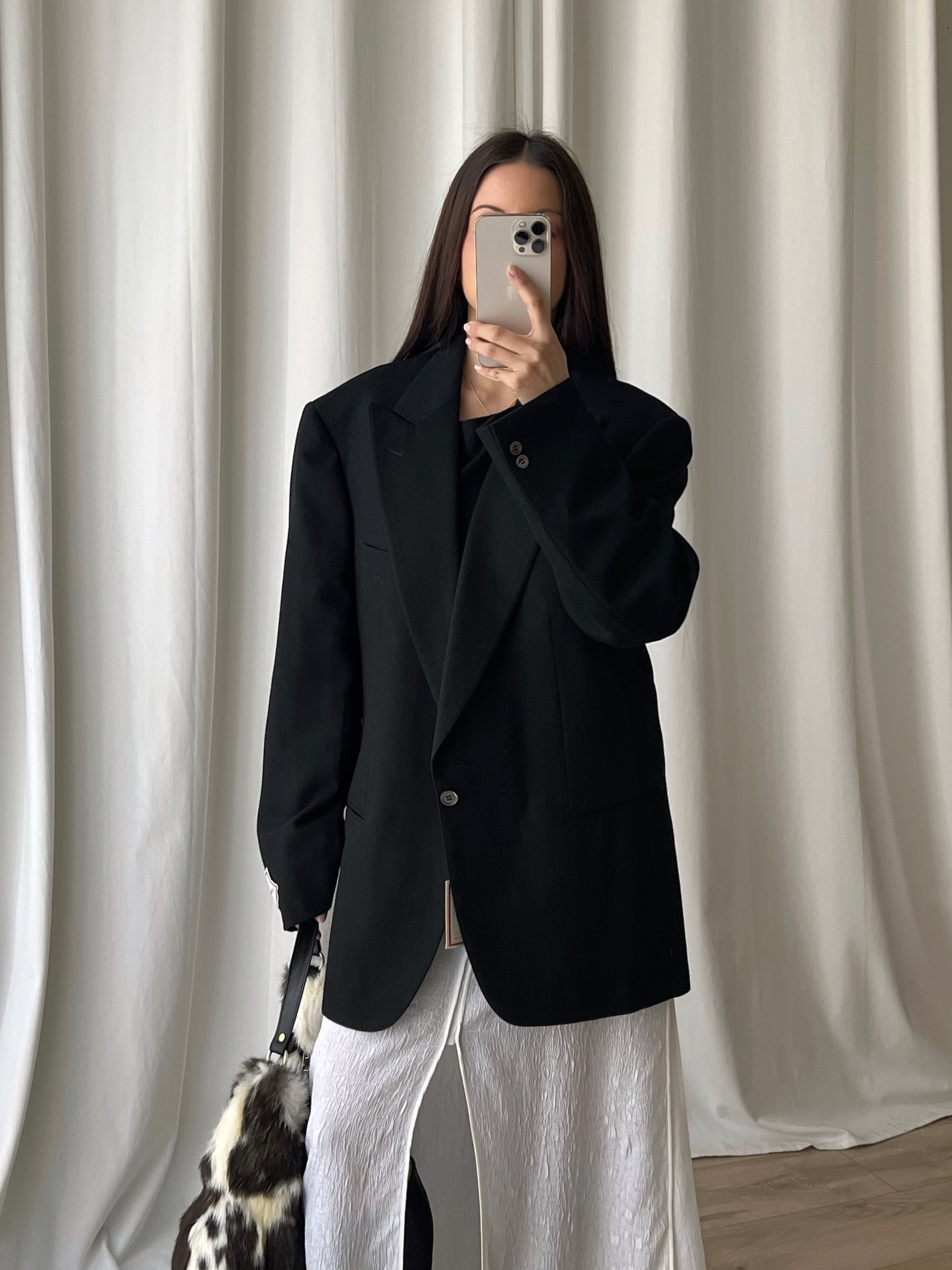 Pure wool genderless black blazer