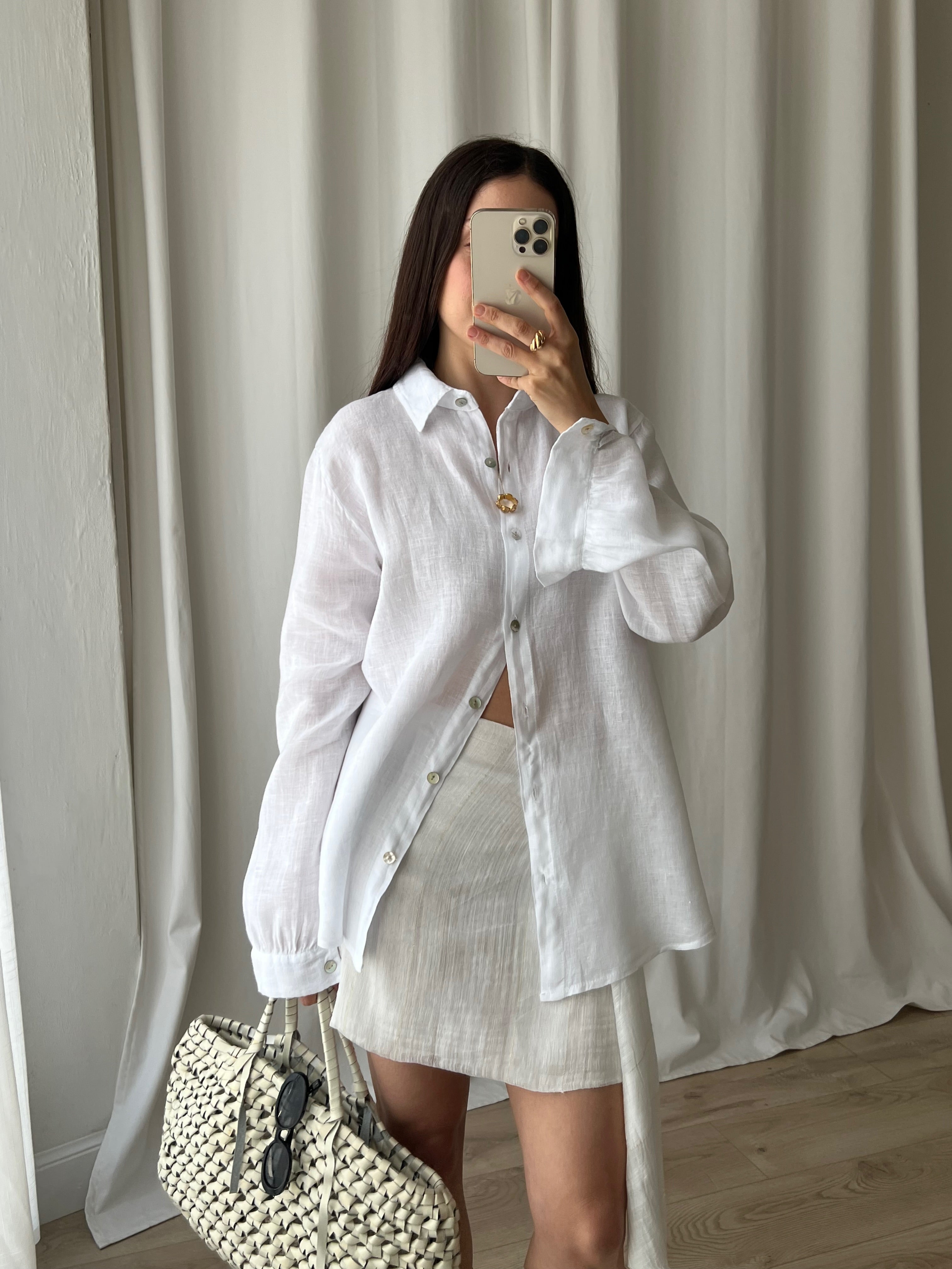 100% Linen comfy shirt - White