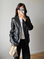 Real leather 90s black blazer