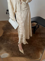 Oriental liquid midi skirt - Beige