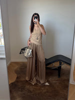 Silk & viscose liquid pants - Camel
