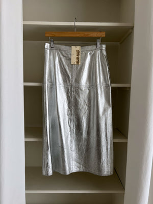 Roberto Cavalli 100% leather silver skirt