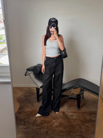 Tailored 100% linen pants - Black