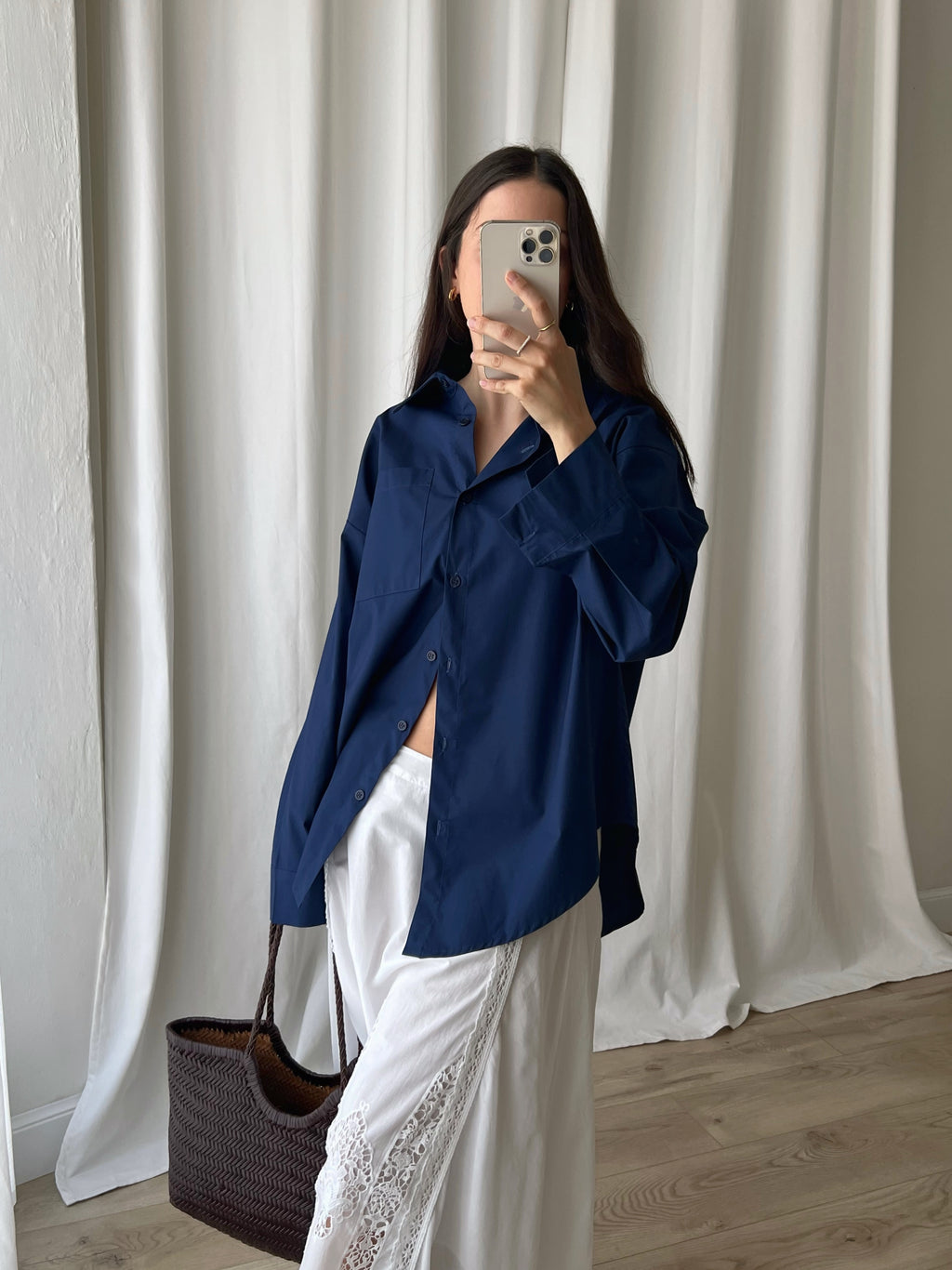 100% Cotton oversize shirt - Blu