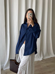 100% Cotton oversize shirt - Blu