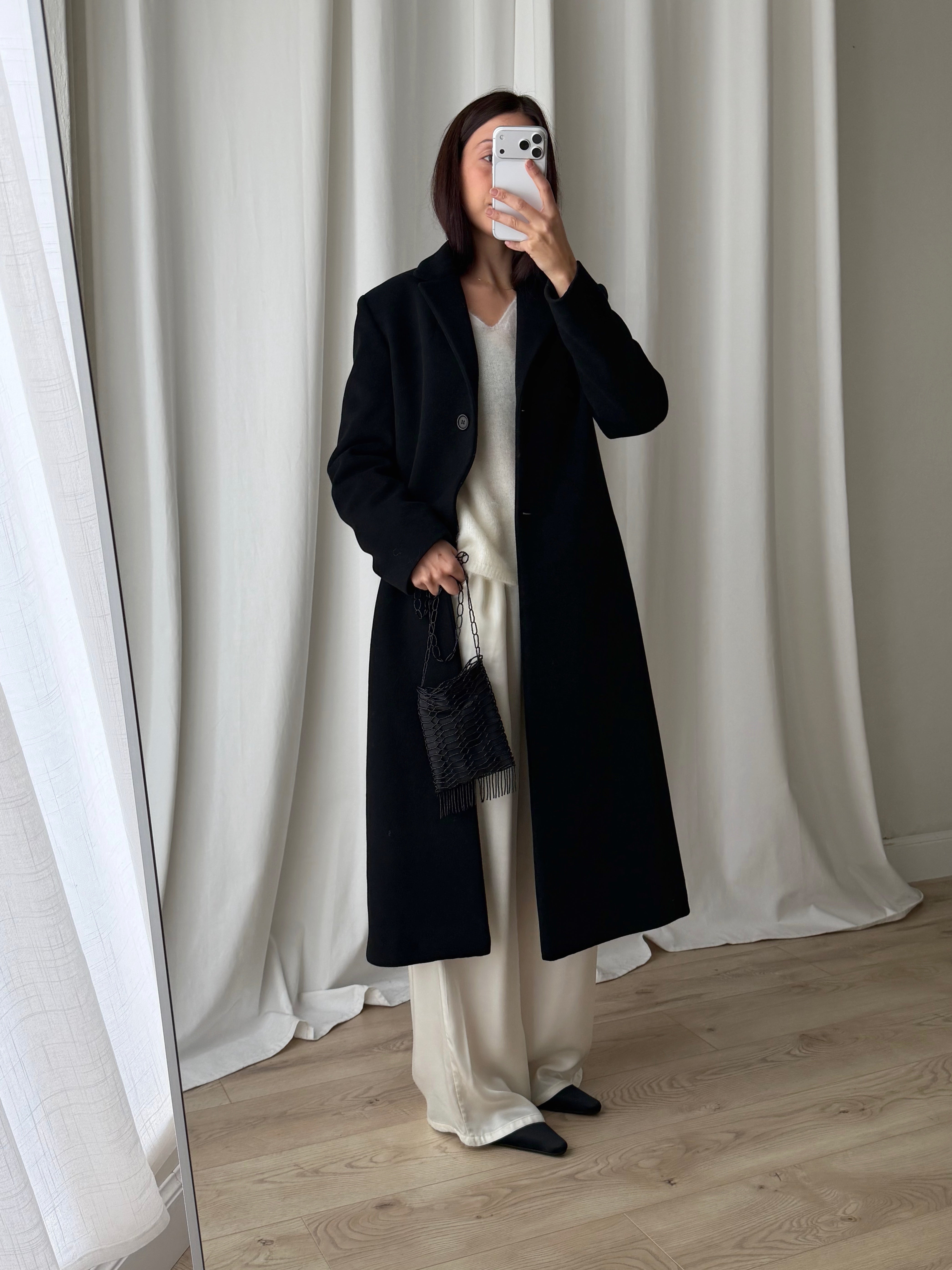 Blunauta wool blend black coat