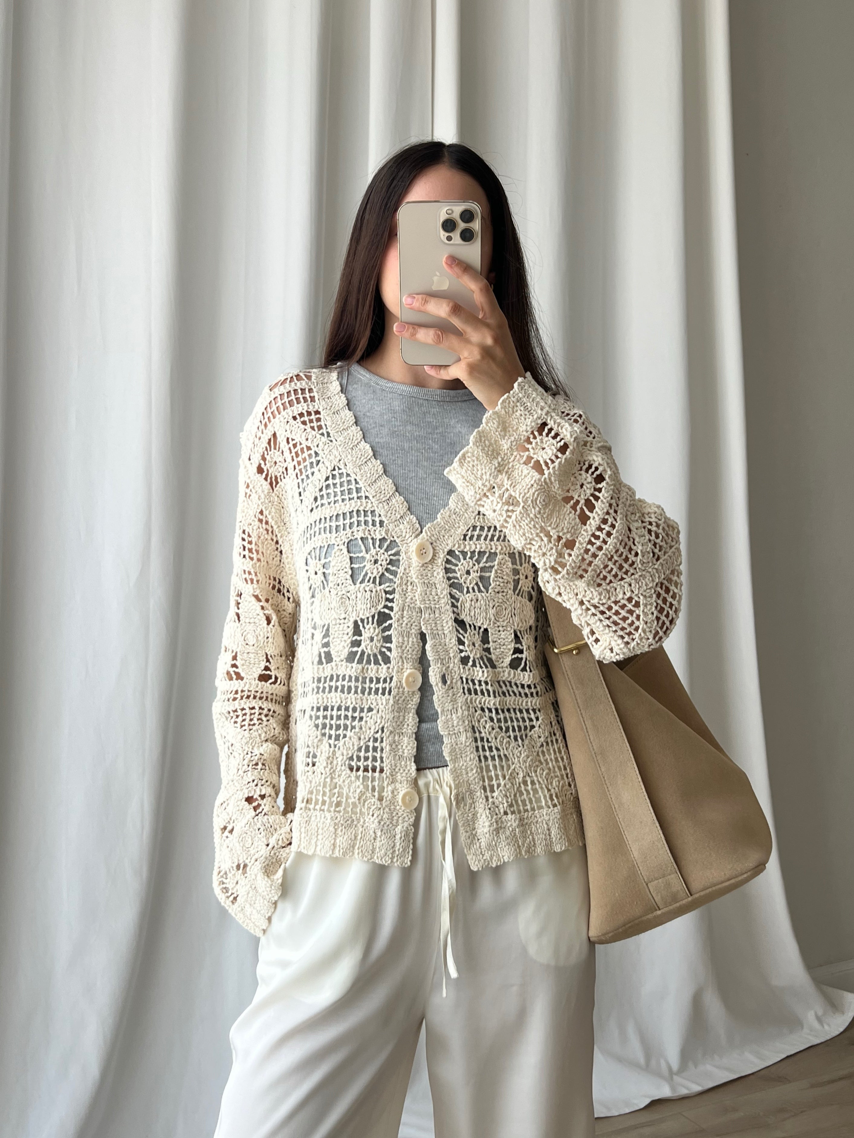 Crochet beige cardigan