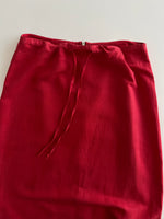 100% linen long red skirt