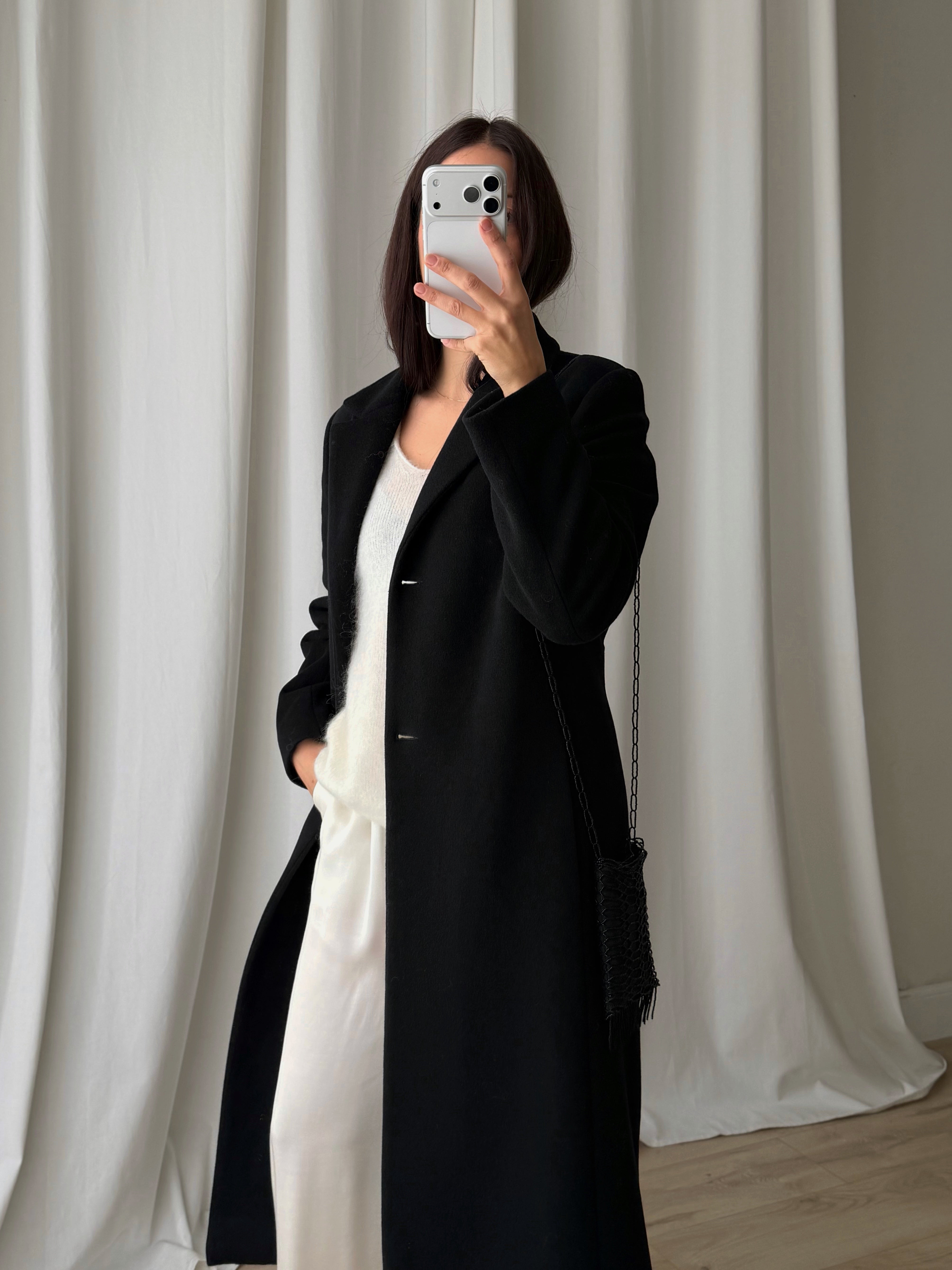 Blunauta wool blend black coat