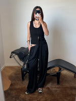 Silk & viscose liquid pants - Black