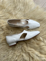 Real leather white ballet flats