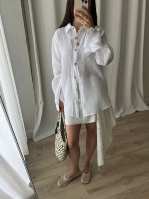 100% Linen comfy shirt - White