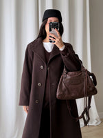 Lambswool and cashmere chocolate coat