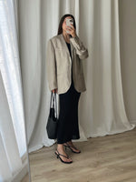 Pure linen genderless striped blazer