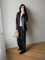 Real leather 90s black blazer