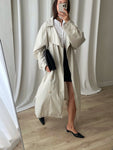 Pure cotton ice white long trench
