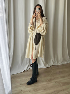 Pure silk cream chemisier dress