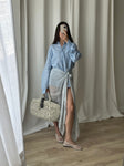 Linen & silk pareo - Dust blu