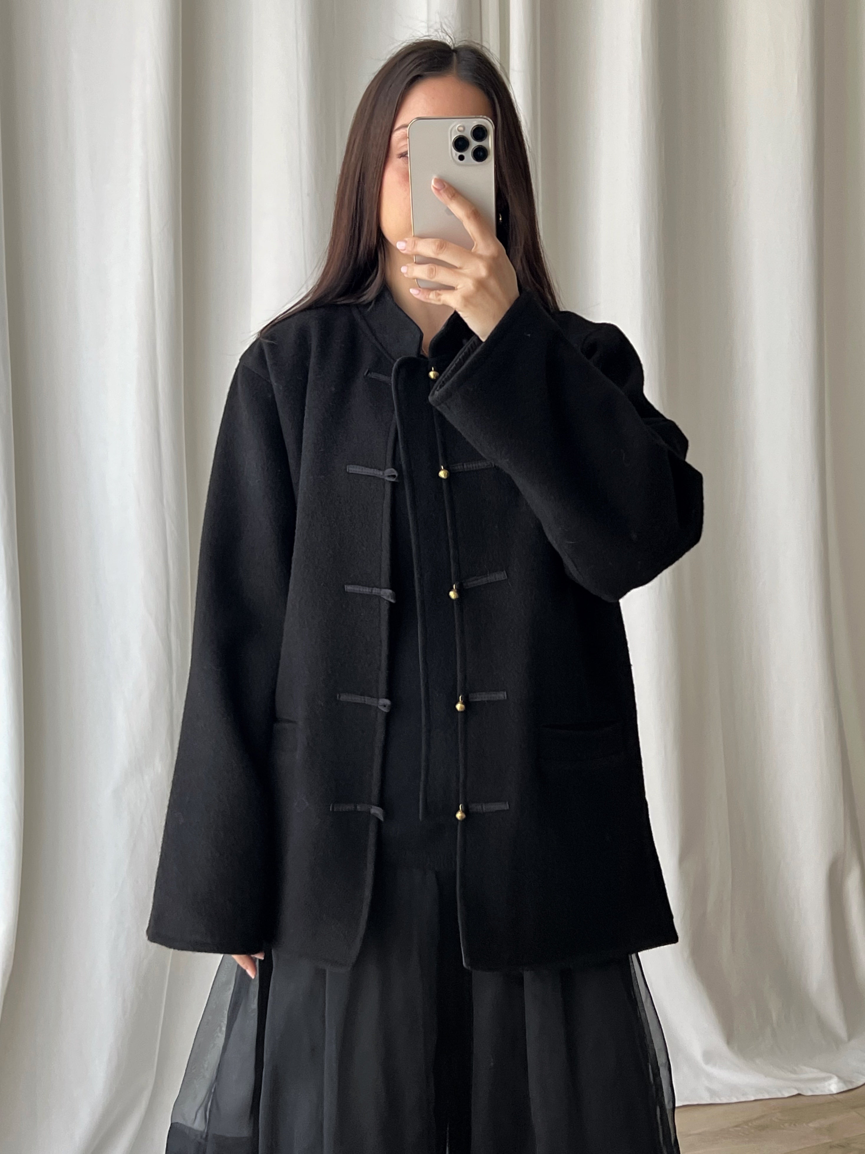 Pure wool alamari black jacket