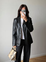 Real leather 90s black blazer
