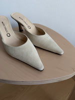 Real suede leather cream mule