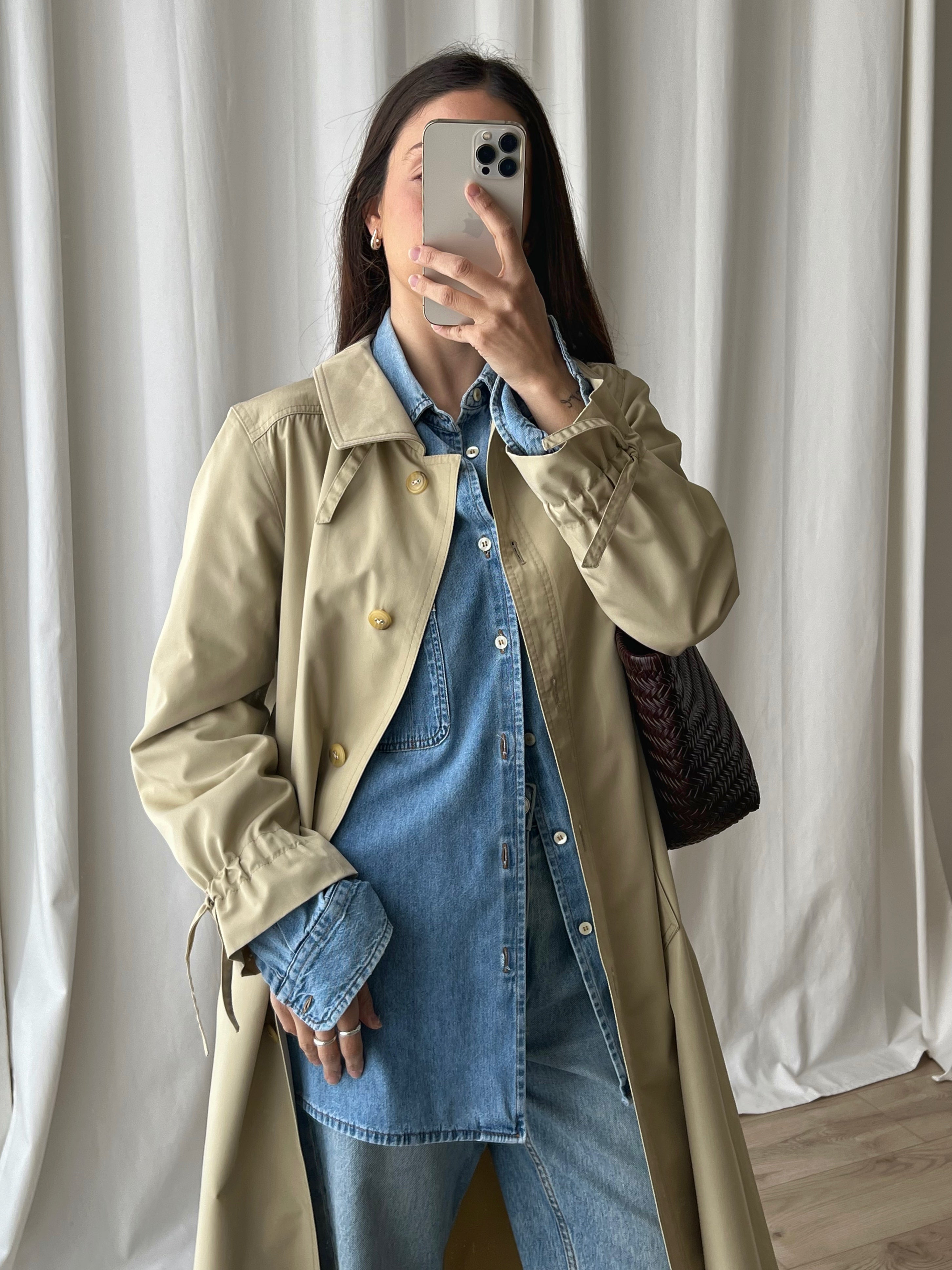 Cotton blend beige trench