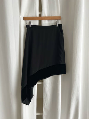 Lanvin silk and velvet asymmetric skirt