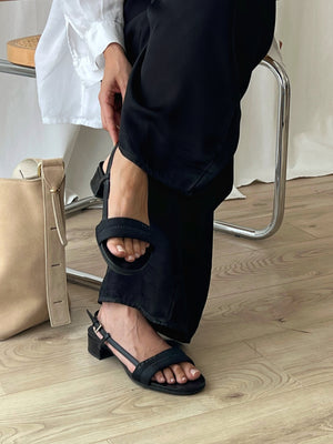 Prada leather black sandals