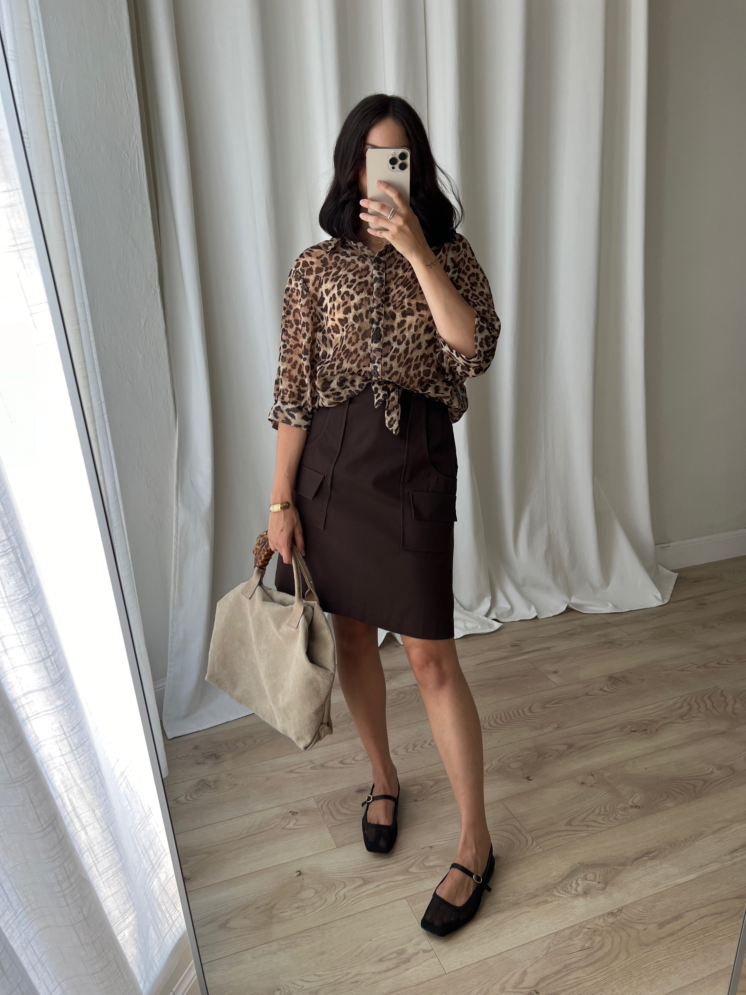 Animalier crop blouse