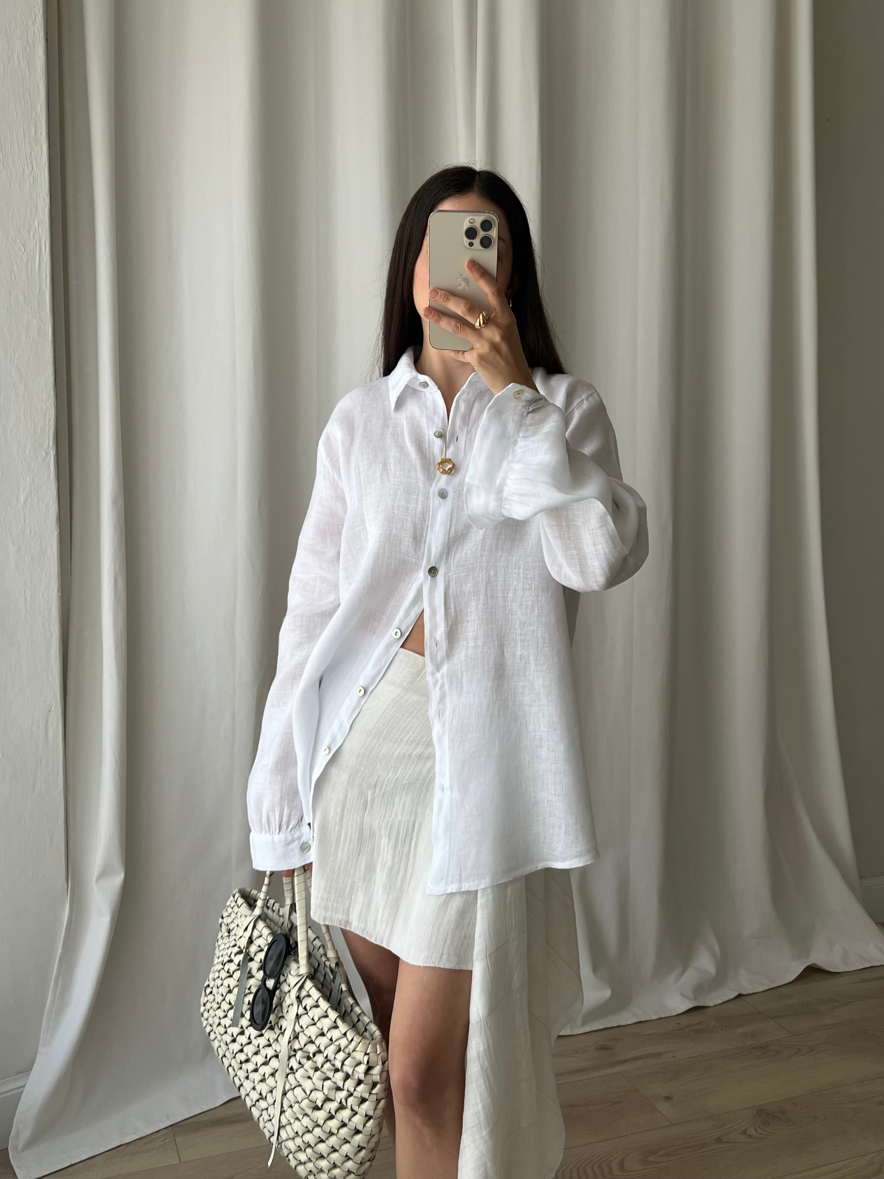 100% Linen comfy shirt - White