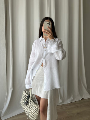100% Linen comfy shirt - White