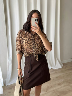 Animalier crop blouse