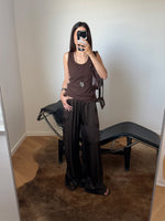 Silk & viscose liquid pants - Chocolate