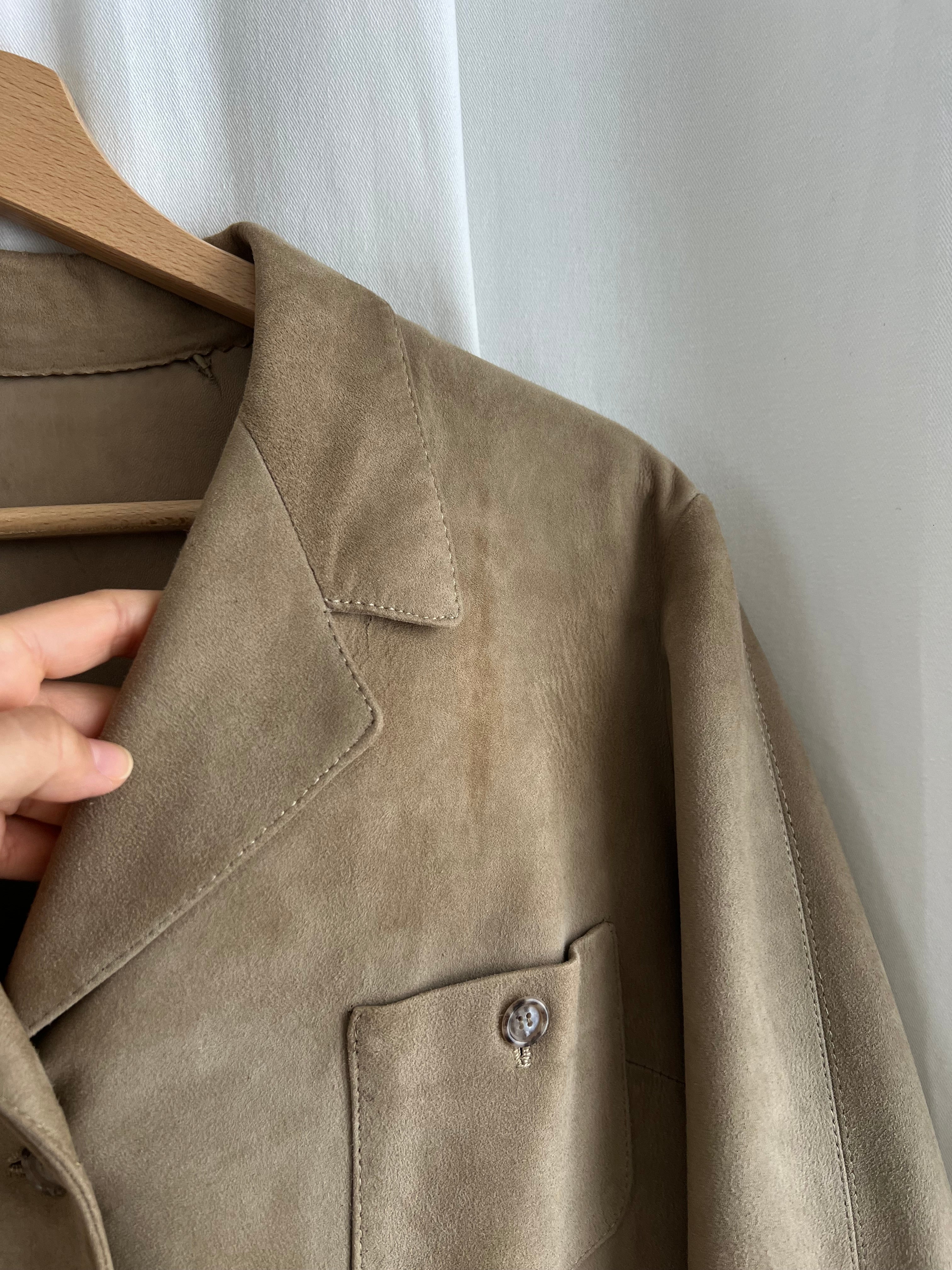 Real suede leather beige jacket