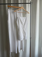 Linen and cotton wide leg pants - White