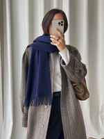 90% Wool, 10% Cashmere blu scarf