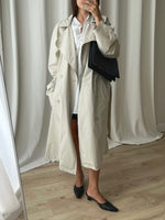 Pure cotton ice white long trench