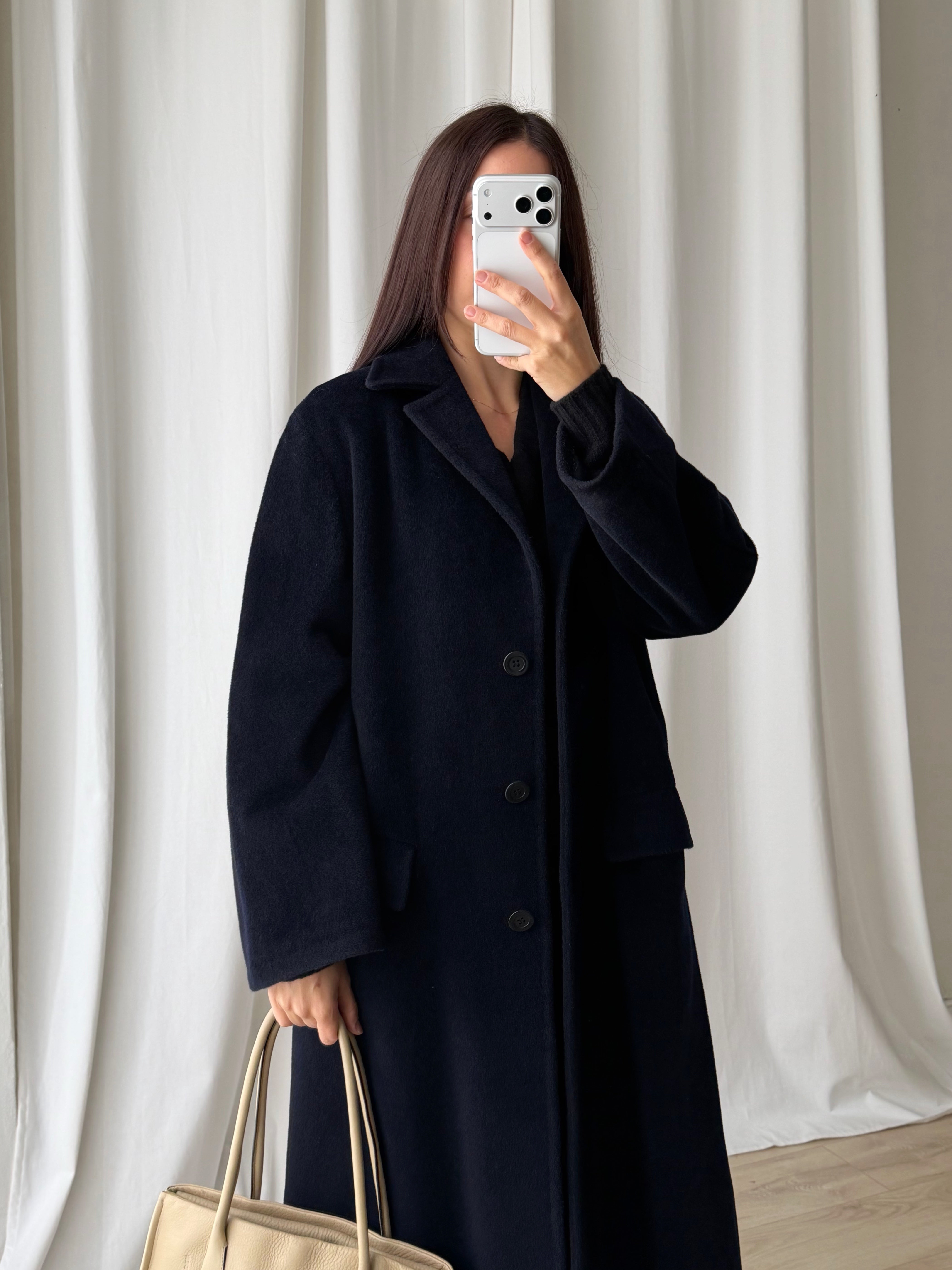Piacenza pure wool blu long coat