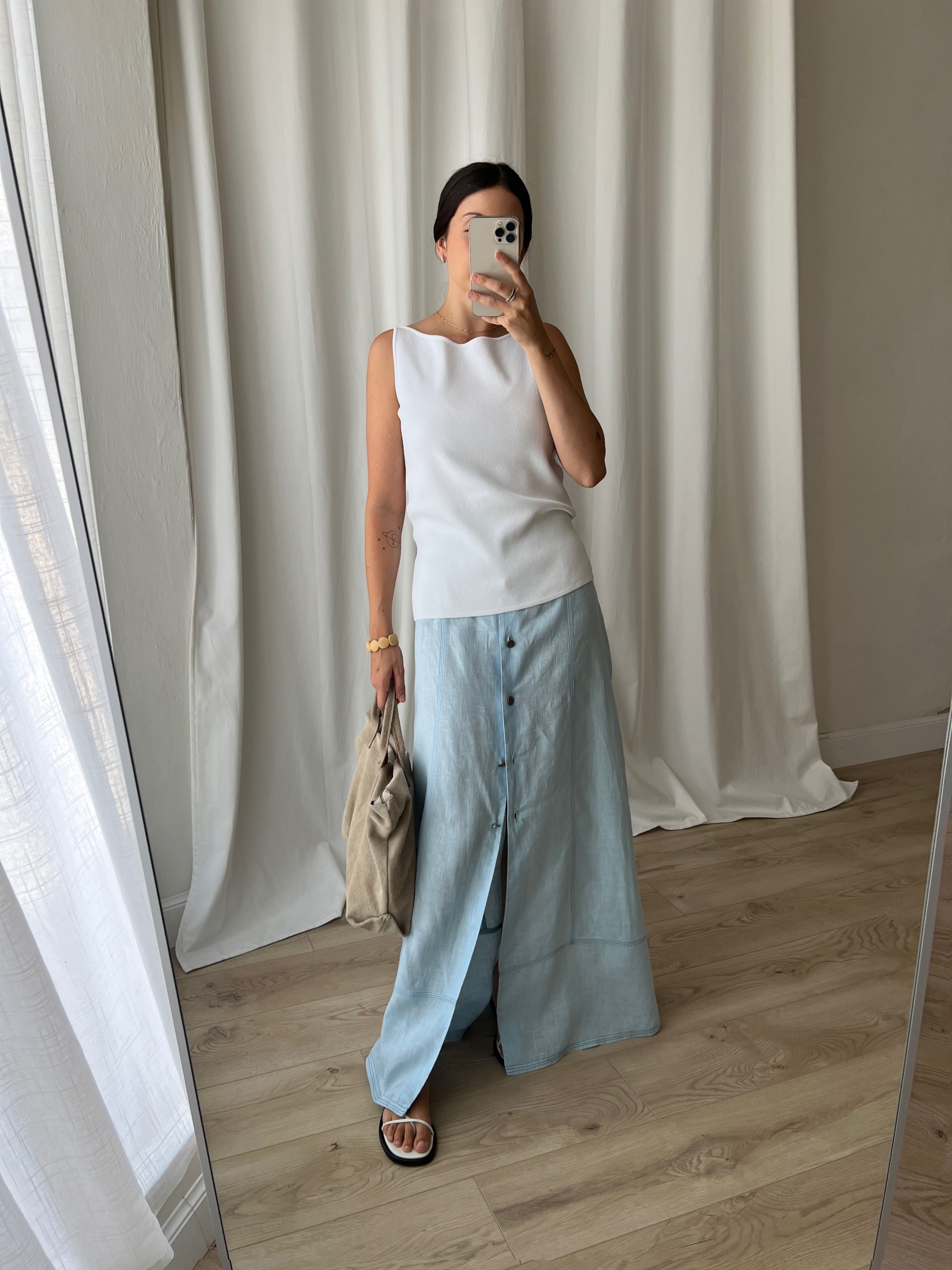 Made In italy 100% linen long skirt