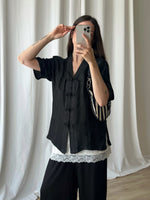 Pure silk oriental black shirt